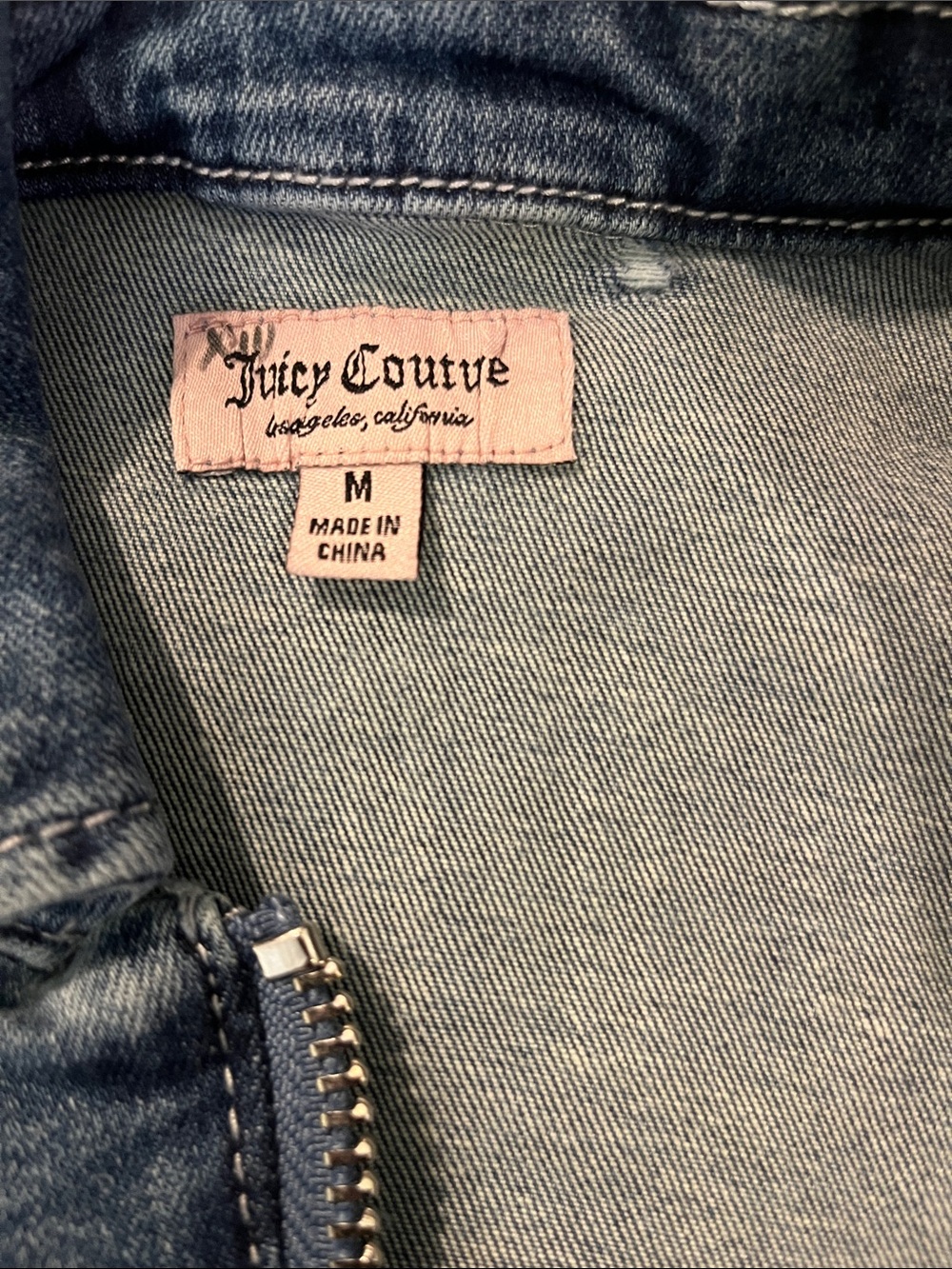 Juicy Couture Fitted Blue Denim Zip Jacket - Picture 3 of 4